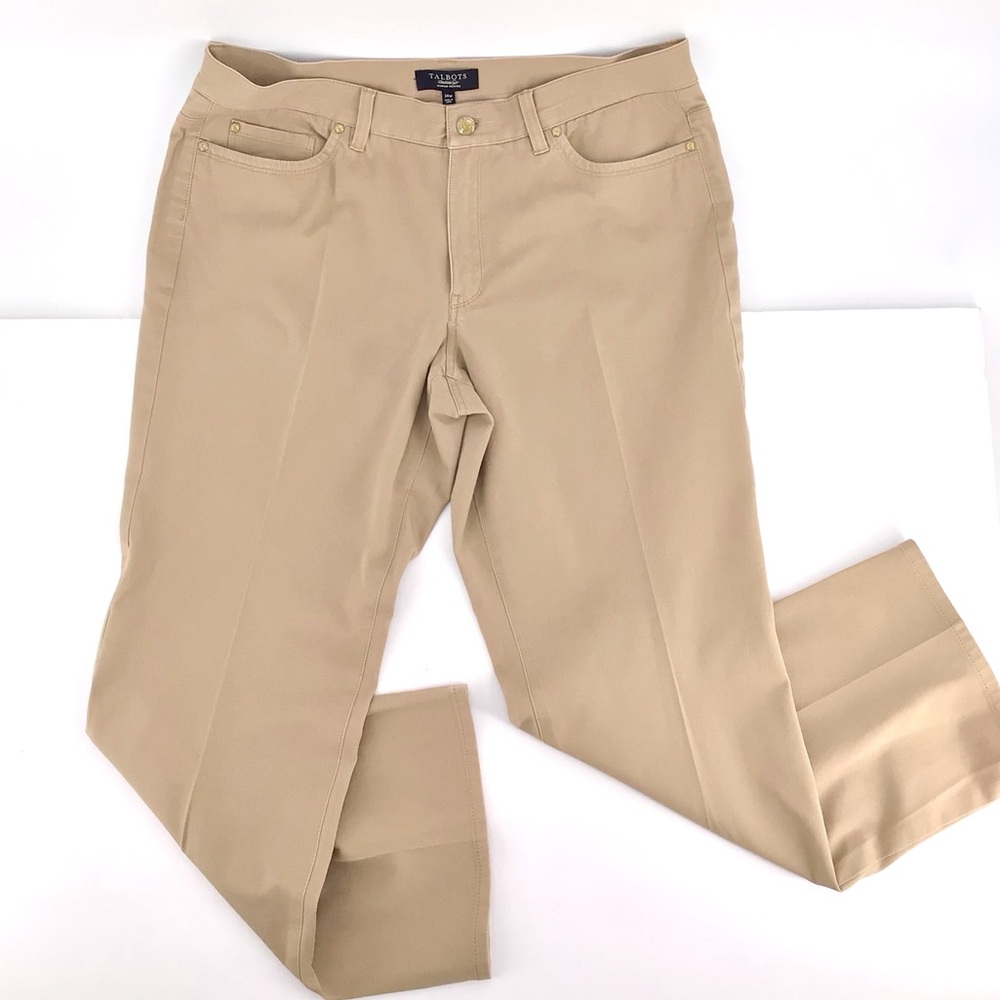 Talbots Established 1947 Women's Petites Khaki Cotton Spandex Pants Size 14W